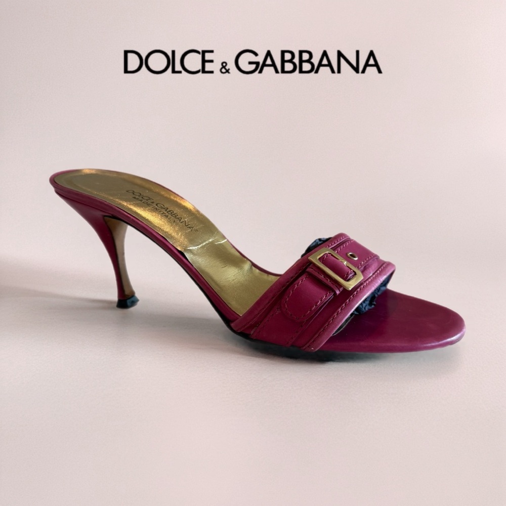 Dolce & Gabbana Vintage Pink Leather Buckle Mules – Code 3321/1803 – Size 39